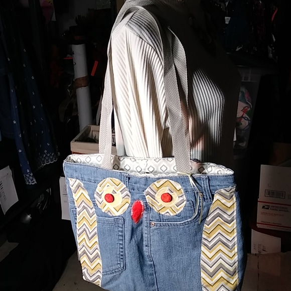 325 jeaniemade Blue Jean Owl Bag - Picture 2 of 3
